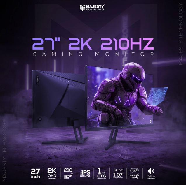 Majesty Gaming Monitor 27-inch 2K QHD 210Hz