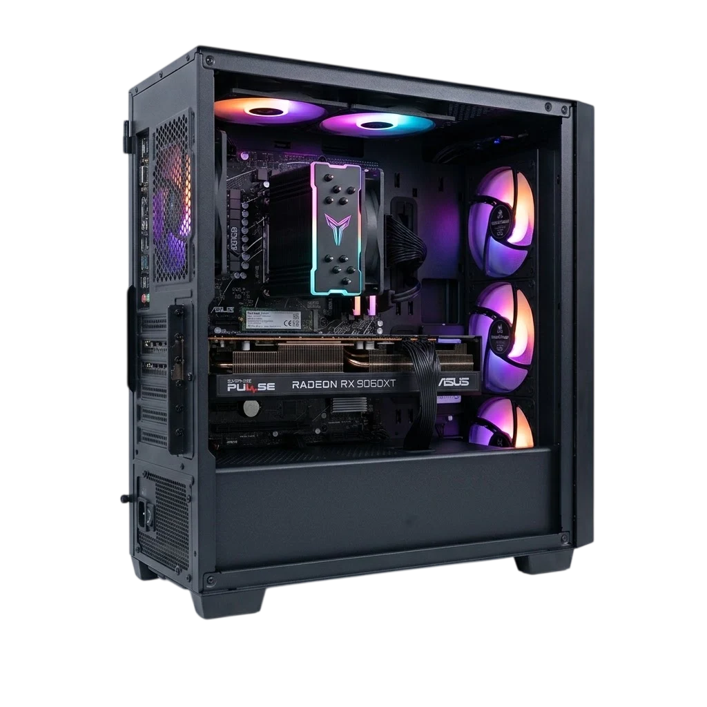 M.B. ASUS PRIME A620AM-K AM5 Ryzen 5 7500F AMD RADEON RX 9060XT OC 8GB RAM 16GB SSD 1TB