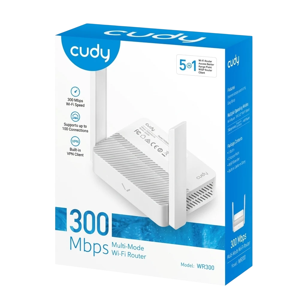 Cudy 300Mbps Multi-Mode Wi-Fi Router WR300